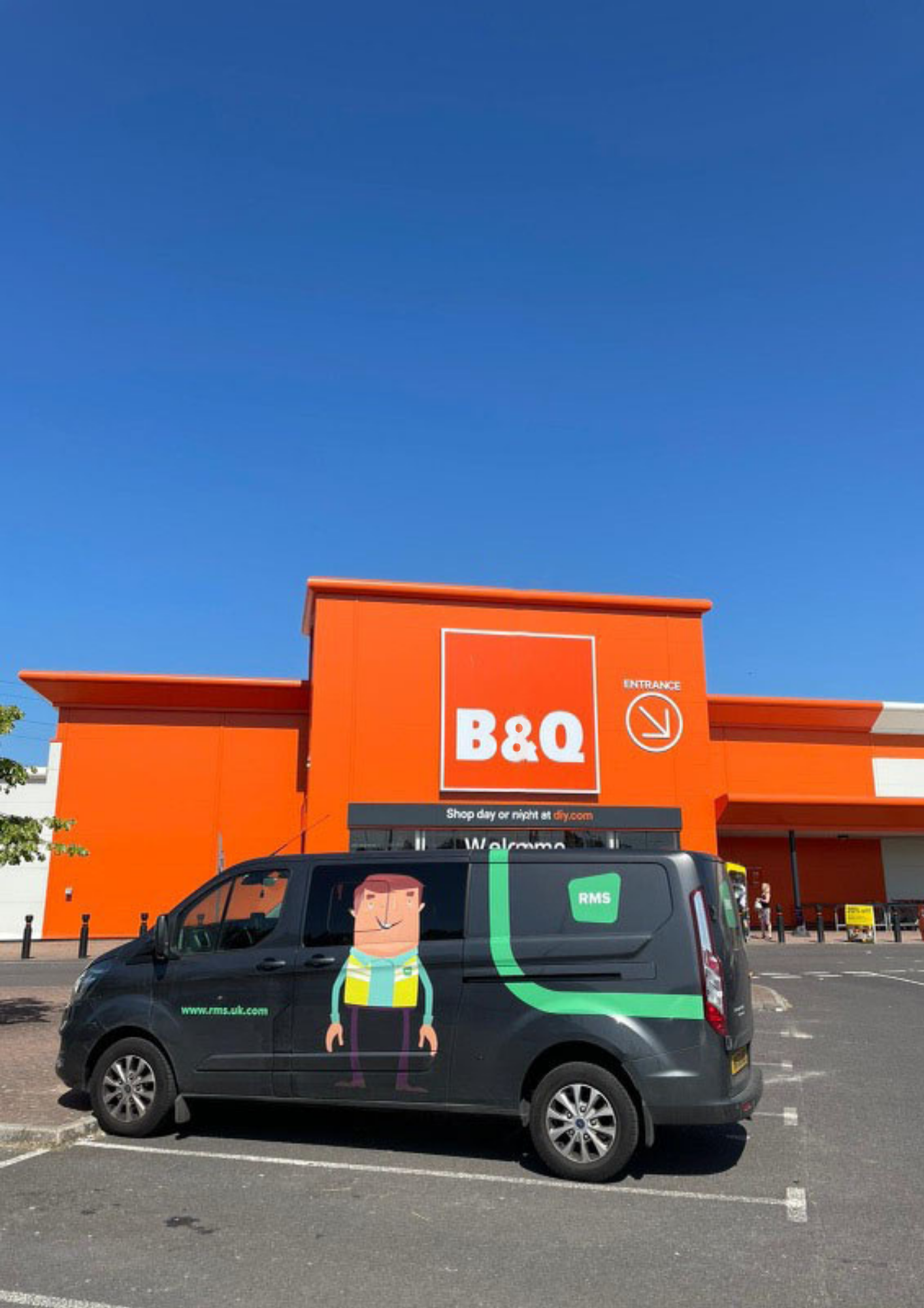 RMS van outside a B&Q store